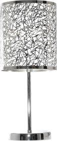 Bright Star - Table Lamp With Silver Patterned Shade - Polished Chrome