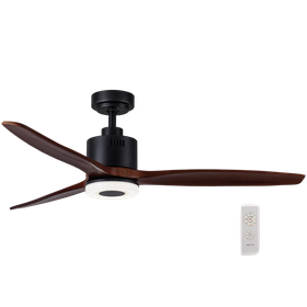 132cm Dark Wood Ceiling Fan with Reversible DC Motor & Light -FCF044 Black