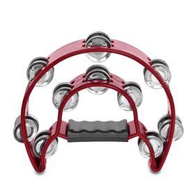 BK Red Double Row Halfmoon Tambourine - 20 Jingles