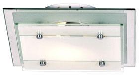 Mirror and Frosted Glass Ceiling Fitting with Polished Chrome Clips