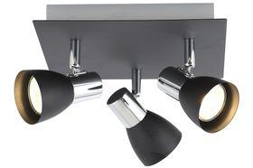 Bright Star Lighting - Three Black and Chrome Spotlight On Square Base