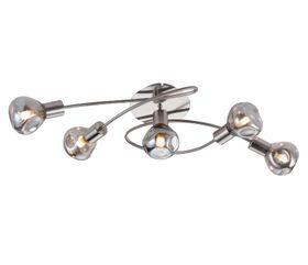 Satin Chrome Ceiling Fitting with Smoke Glass