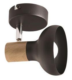Black Metal with Wood Finish and Polished Chrome Spotlight