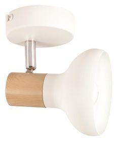 White Metal with Wood Finish and Polished Chrome Spotlight