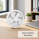 Mini Portable USB Desk Fan with Brushless Motor & Ambient Light - White