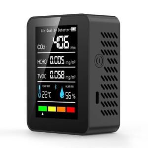5 in 1 Air Quality Monitor, CO2 HCHO TVOC Temperature Humidity Detector
