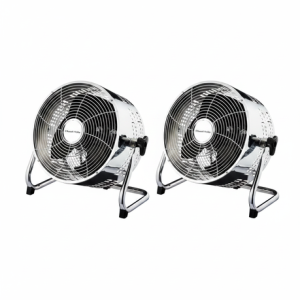 Russell Hobbs Vintage 25cm Silver Desktop Fan with 3 Speed - 2 Pack