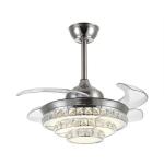 Retractable Blade Ceiling Fan Remote with 3 Tier Crystal Light