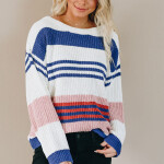 Blue & Pink Stripped Knit Sweater