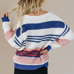 Blue & Pink Stripped Knit Sweater