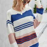 Blue & Pink Stripped Knit Sweater
