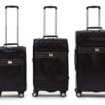 Hazlo 3 Piece PU Leather Vintage Trolley Luggage Bag Set - Black