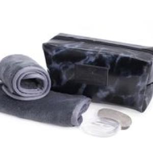 Wonder Towel Black Marble Luxury Cosmetic Bag Collection - Grey