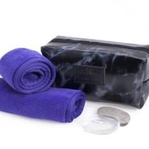 Wonder Towel Black Marble Cosmetic Bag Collection - Purple