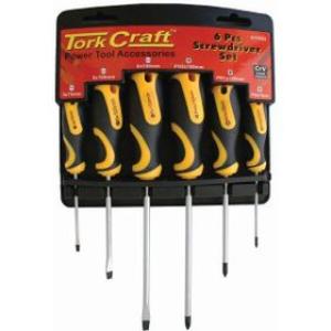 Tork Craft Screw Driver Set 6 Piece with Wall Mountable Rack Ph Sl