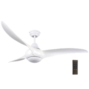 Glossy White or Wood Finish Ceiling Fan with Remote and Timer