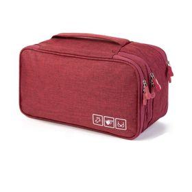 Travel Bra Underwear Organizer Case Waterproof Toiletry Bag Red