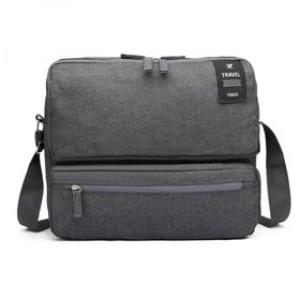 Multi-Compartment Travel Carry Bag with Shoulder Strap - Black