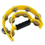 BK Yellow Double Row Halfmoon Tambourine - 20 Jingles