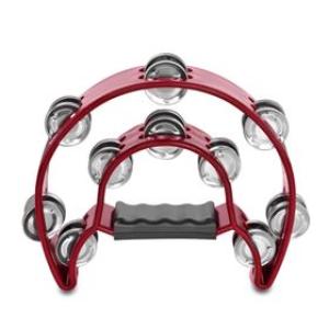 BK Red Double Row Halfmoon Tambourine - 20 Jingles