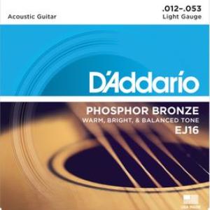 D'Addario EJ16 Phosphor Bronze Round Wound Acoustic Guitar Strings 012-053