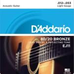 D'Addario EJ11 80/20 Bronze Round Wound Acoustic Guitar Strings 012-053