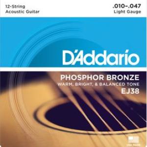 D'Addario EJ38 Phosphor Bronze 12-String Acoustic Guitar Strings 10-47
