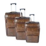 Nexco Luggage Set of 3 PU Leather Travel Suitcases 28'24'22' inch - Brown
