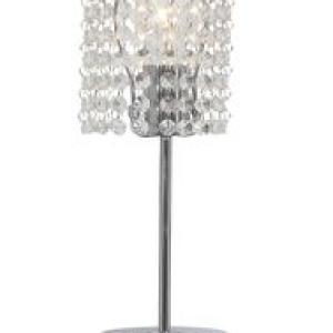 Bright Star Lighting - Polished Chrome Table Lamp With Clear Acrylic Crystals