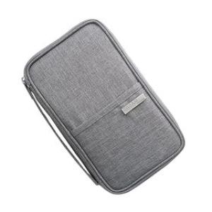 Family Travel Document Organizer Capacious Passport Holder Wallet - Gray