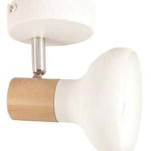 White Metal with Wood Finish and Polished Chrome Spotlight