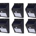 20 LED Solar Powered LED Wall Light with Night sensor Pack 6