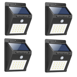 JB Luxx Solar Powered LED Wall Light with CDS Night Sensor - 5m - Set of 4