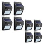 Set of 8 PIP Motion + CDS Night Sensor Solar LED Wall Light