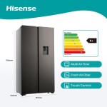 Hisense 508L No Frost Side by Side Fridge with Water Dispenser-Titanium