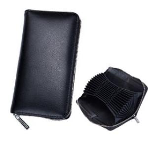Leather RFID Blocking Credit Card Wallet - Black