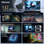 Hisense 65" U7S 144Hz 4K MiniLED Smart TV with Built-in Subwoofer