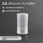 Elektra 2.2L White Ultrasonic Humidifier with Aroma Diffuser