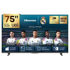 Hisense 75" U6S MiniLED Smart TV with Built-In-Subwoofer & Al-Smooth-Motion