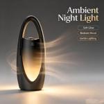 Bladeless Tower Fan with Humidifier, LED Light & Touch Display - Black