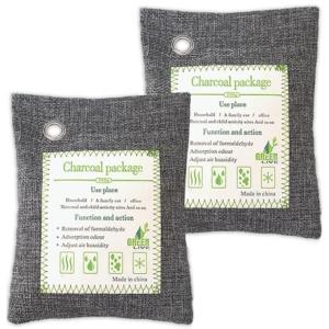 QYNIAL 2Pcs Activated Bamboo Charcoal Odor Absorber Bags Air Purifying 400g