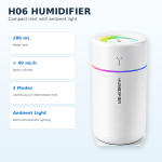 Mini Humidifier with Continuous and Intermittent Mist, Ambient Light